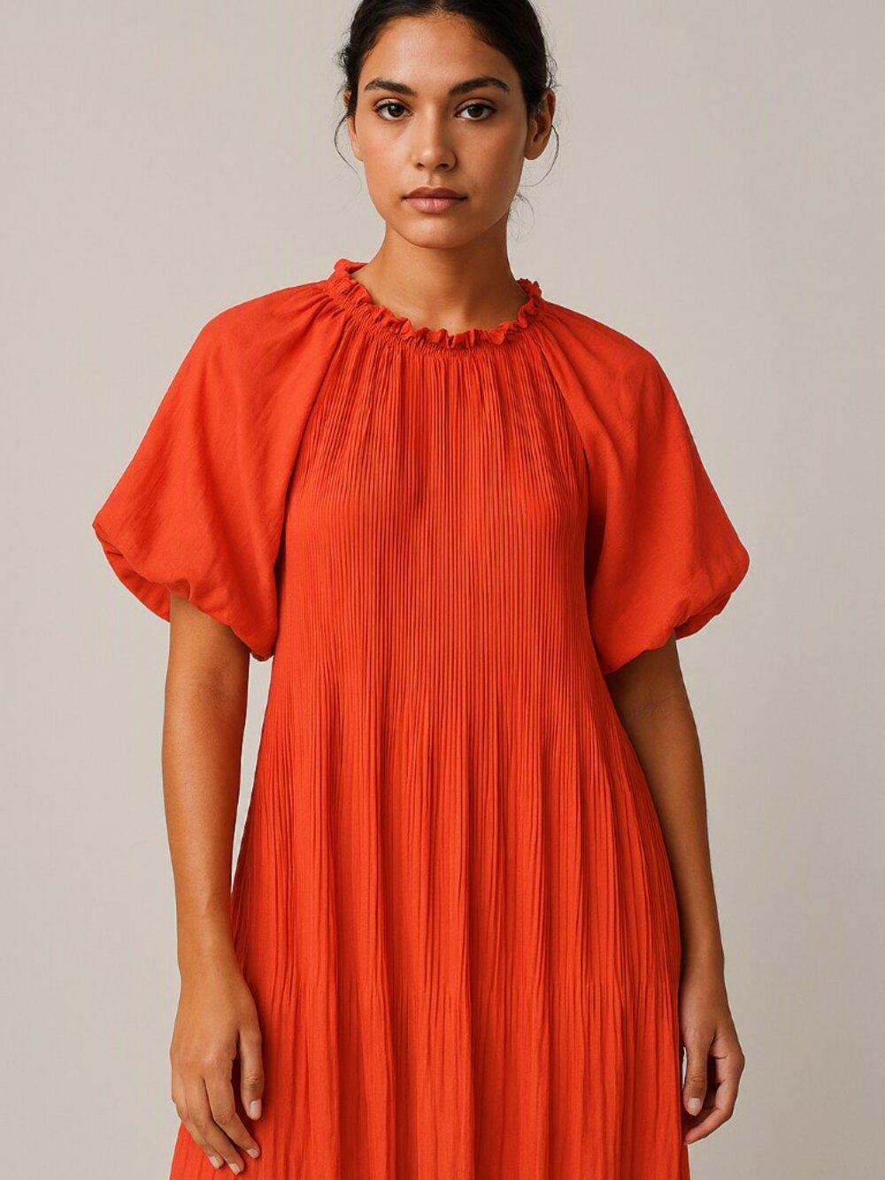 ARULA Pleated Balloon Sleeve Coral Dress Size 2X (B)